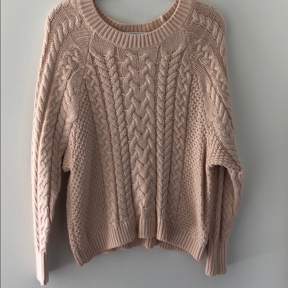 Aerie Pink Cable-knit Sweater